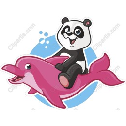 Panda Riding Pink Dolphin