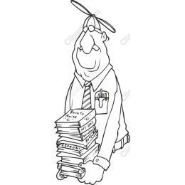 Whimsical Office Worker with Vintage Books