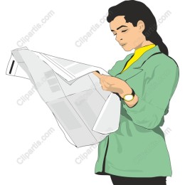 Thoughtful Woman Reading Newspaper