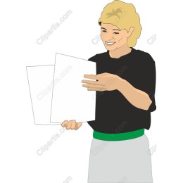 Cheerful Woman with Blank Sheets