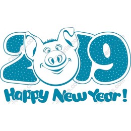 Happy New Year 2019 Playful Pig