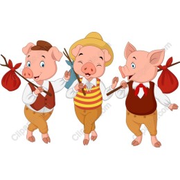 Whimsical Pig Trio