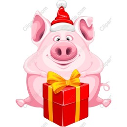 Festive Pig with Gift