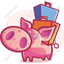 Playful Pig with Suitcases