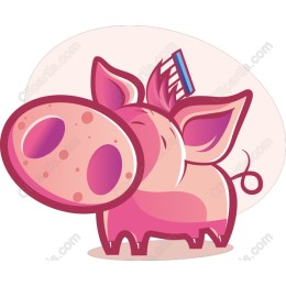 Cheerful Pig with Toothbrush