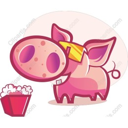Playful Pig with Popcorn