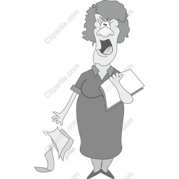Quirky Cartoon Woman with Papers