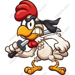 Fierce Cartoon Chicken with Sword