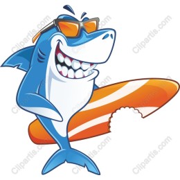Cheerful Shark with Surfboard