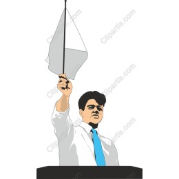 of a Figure Raising a White Flag