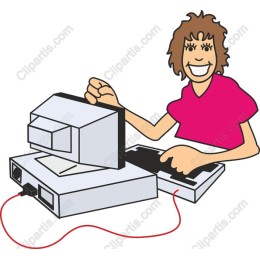 Cheerful Retro Computer User