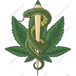 Green Snake and Cannabis Leaf