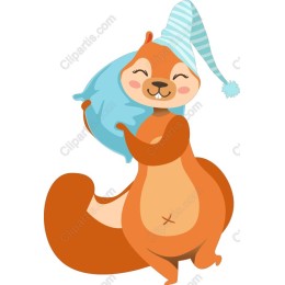 Cheerful Squirrel with Pillow