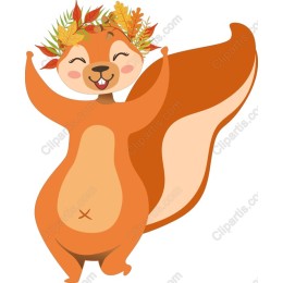 Cheerful Squirrel with Autumn Leaves