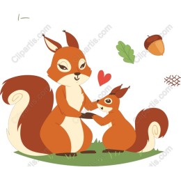 Adorable Mother and Baby Squirrel