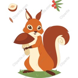 Cheerful Squirrel with Mushroom