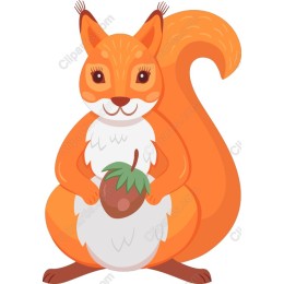 Cute Squirrel Holding Acorn