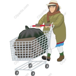 Elderly Man with Shopping Cart