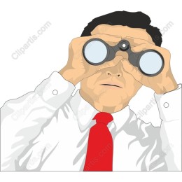 Businessman Peering Through Binoculars