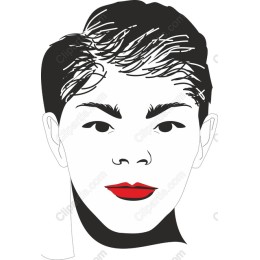 Stylized Portrait with Vivid Red Accents