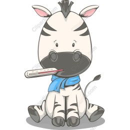 Cute Cartoon Zebra with Thermometer