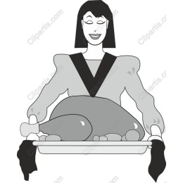 Joyful Woman Serving Platter