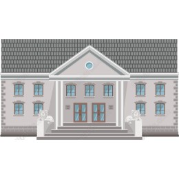 Grand Building with Lion Statues