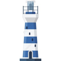 Blue and White Lighthouse