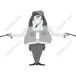 Comical Character with Revolvers
