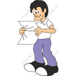 Cheerful Cartoon Character Holding Paper
