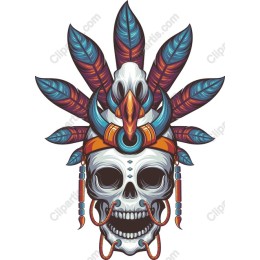 Tribal Skull with Feathers