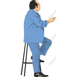 Seated Figure in Casual Blue Outfit