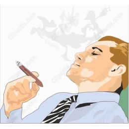 Contemplative Man with Pen and Smoke Effects
