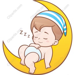 Charming Baby Sleeping on Crescent Moon