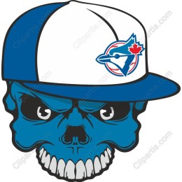 Edgy Blue Skull with Baseball Cap
