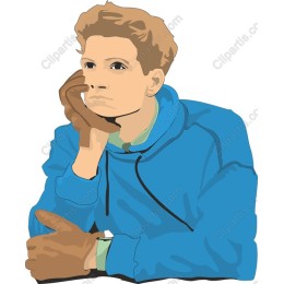 Thoughtful Young Man in Blue Hoodie