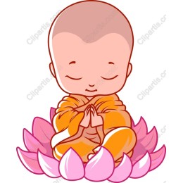 Meditating Monk on Lotus Flower