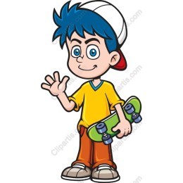 Playful Skateboarding Boy