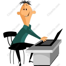 Cheerful Man Working on Laptop
