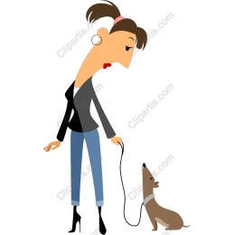 Fashionable Woman Walking Dog