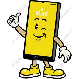 Cheerful Smartphone Character in Yellow