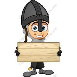 Cheerful Knight Holding Sign