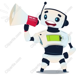 Cheerful Robot with Megaphone