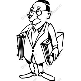 Cartoon Character Holding Binders