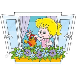 Cheerful Child Watering Flowers