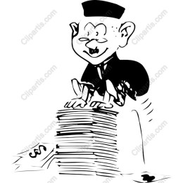 Whimsical Character on Paper Stack