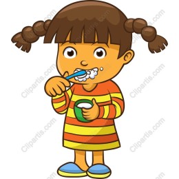 Cheerful Girl Brushing Her Teeth