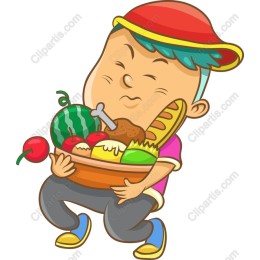 Joyful Boy with Food
