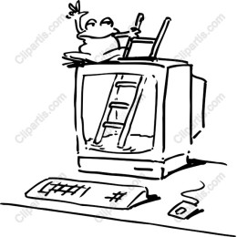 Delightful Frog on Computer