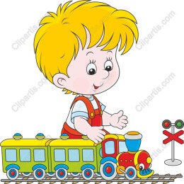 Cheerful Child with Toy Train
